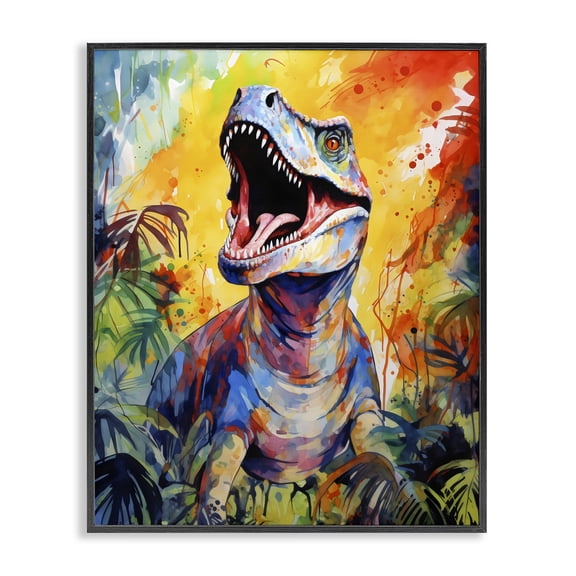 Stupell Industries Fierce Roaring T-Rex Black Framed Giclee Art, design by Creative Studio, 14 x 11