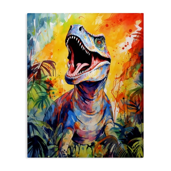 Stupell Industries Fierce Roaring T-Rex Canvas Wall Art, design by Creative Studio, 20 x 16