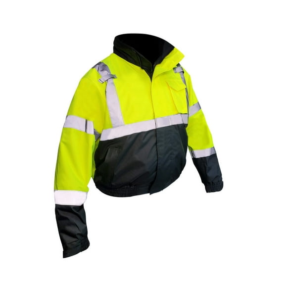 Fierce Safety 3-in-1 Superior Hi-Vis Lime Class 3 Bomber Safety Jacket with Fleece