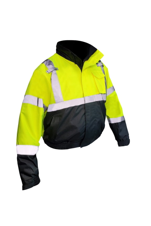 3-in-1 Superior Hi-Vis Lime Class 3 Bomber Safety Jacket with Fleece