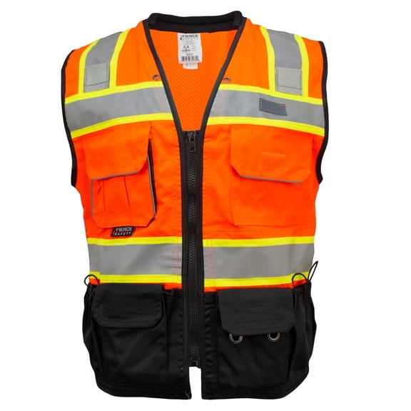 Fierce Safety Premium Surveyors Class 2 Heavy Duty Vest Tablet Pockets & Neck Pa