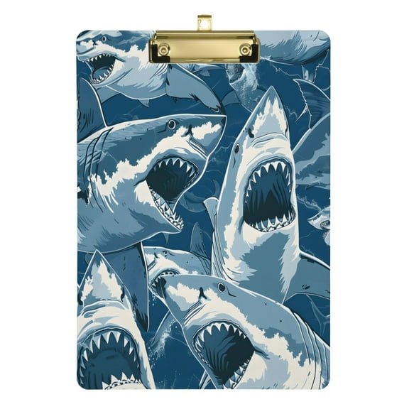 Fierce Sharks Acrylic Clipboards A4 Standard Letter Size Clipboard 12.5" X 9" Clip Board for Students Teacher Office