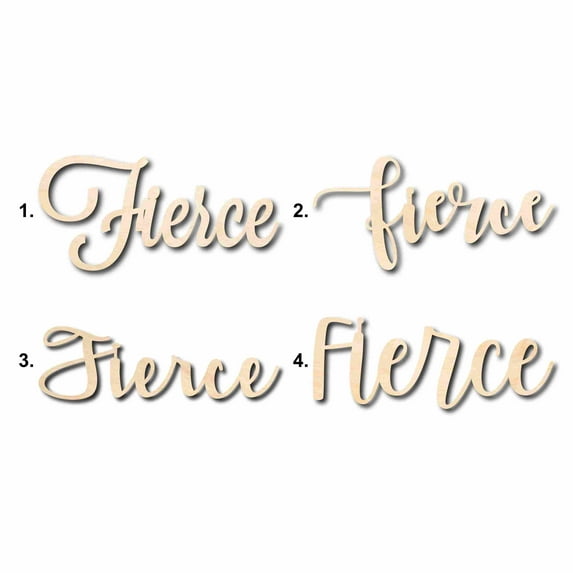 Fierce Sign Unfinished Wood Cutout Home Decor DIY Option 3- 24" Wide / 1/2"