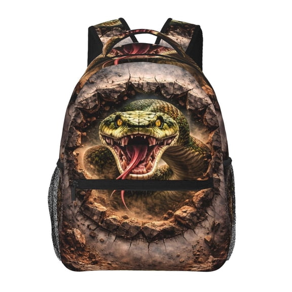 Fierce Snake Attack Backpack Lightweight Rucksack Travel Bag for Men and Women