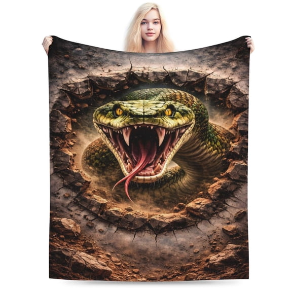 Fierce Snake Attack Blanket Snake Throw Blanket Soft Cozy Blanket for Couch Bed Halloween Horror Decor Gift 50x40