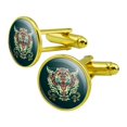 thumbnail image 1 of Fierce Snarling Tribal Tiger Oni  Round Cufflink Set Gold Color, 1 of 5