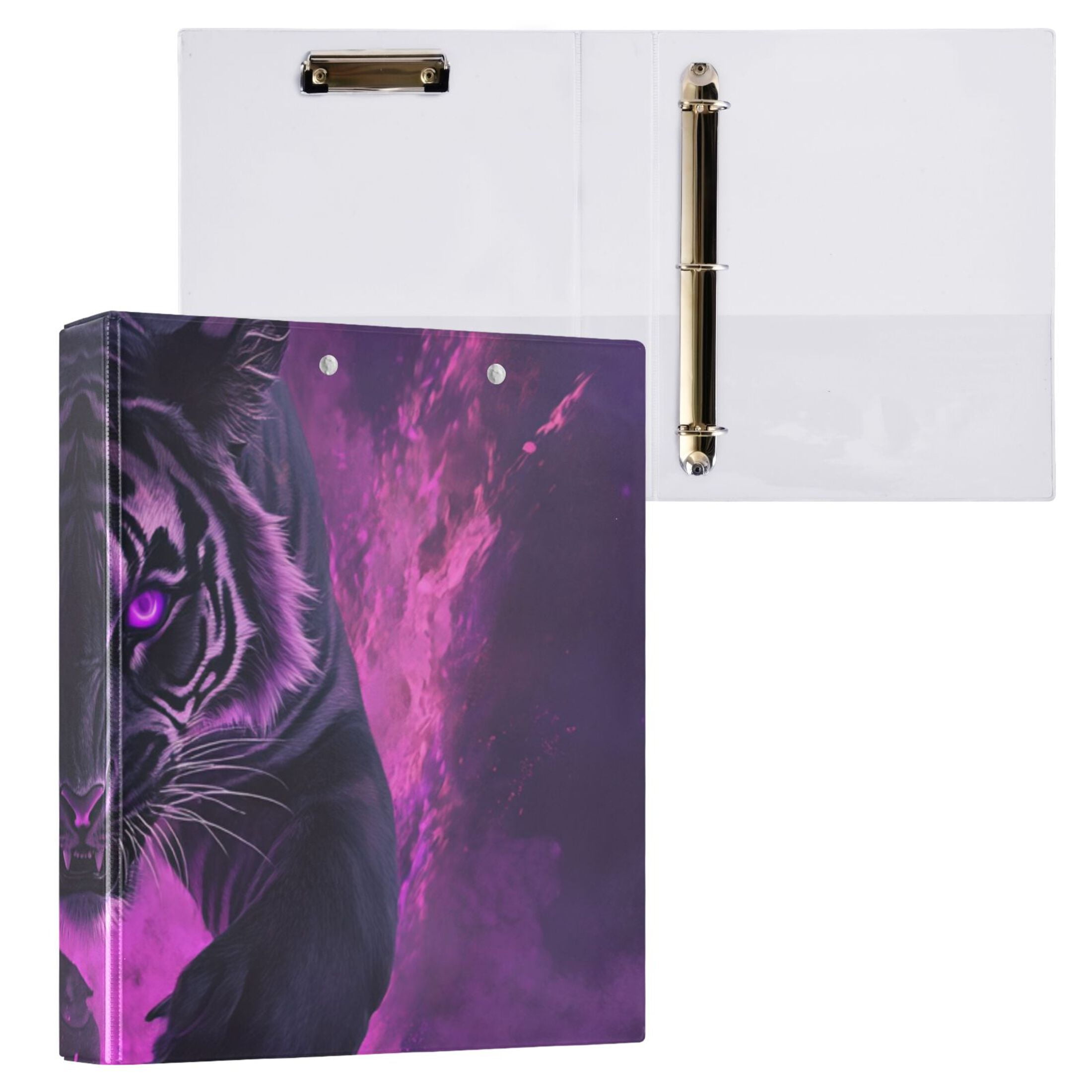 Fierce Tiger 3 Ring Binders 1.5 inch Hardcover File Folders with Interior Pockets A4 Size Organizer for School Office Hospital