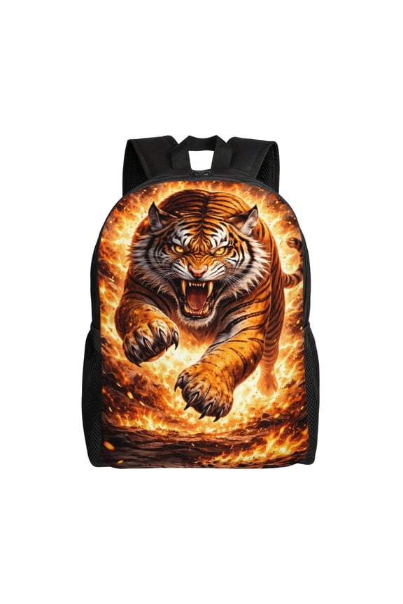 Fierce Tiger Backpack Full Front Print Travel Laptop Bag for Men and Women