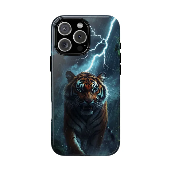 Fierce Tiger Lightning Storm Graphic Case 17 11 12 13 14 15 17 Pro Max