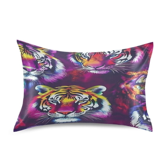 Fierce Tiger Pattern Standard Size Satin Pillowcase 20''x26'' Double-Sided Print Soft Wrinkle Resistant