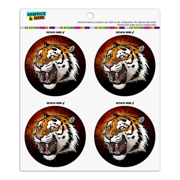 Fierce Tiger Refrigerator Fridge Locker Vinyl Circle Magnet Set