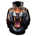 thumbnail image 1 of Fierce Tiger Roar Design Men's Women Vintage 3D Hooded Sweatshirt - All-Season Loose Fit Streetwear, 1 of 6