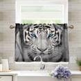 thumbnail image 1 of Fierce White Tiger Half Window Tier Curtains 36 Inch Blackout Thermal Insulating Kitchen Linen Tier Curtains for Kitchen, Bathroom, Cafe Home Decor, 1 of 7