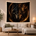 thumbnail image 1 of Fierce Wolf Face in a Fractured Fiery Landscape, Mysterious Gothic for Wildlife Enthusiasts, Dark Fantasy Wall Art, Halloween Gift Tapestry Wall Hanging for Living Room and Bedroom, 1 of 7