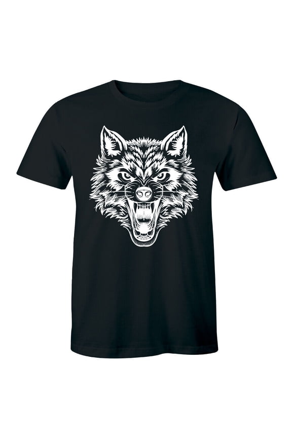 Fierce Wolf Face Graphic Men's T-Shirt Wild Animal Tee