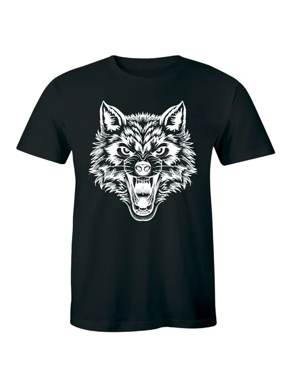 Fierce Wolf Face Wild Animal Graphic Gift Design Style Mens T-Shirt