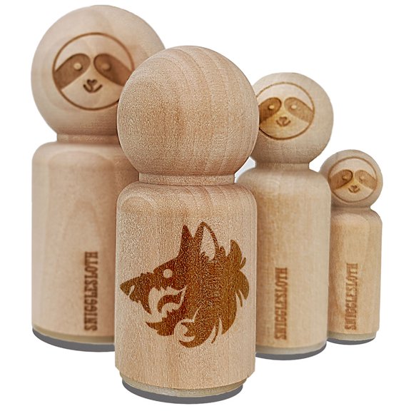 Fierce Wolf Head Emblem Rubber Stamp for Scrapbooking Crafting Stamping - Mini 1/2 Inch