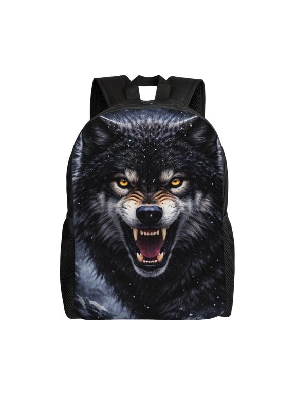 Fierce Wolf Portrait Backpack Large Capacity Laptop Bag for Men and Women
