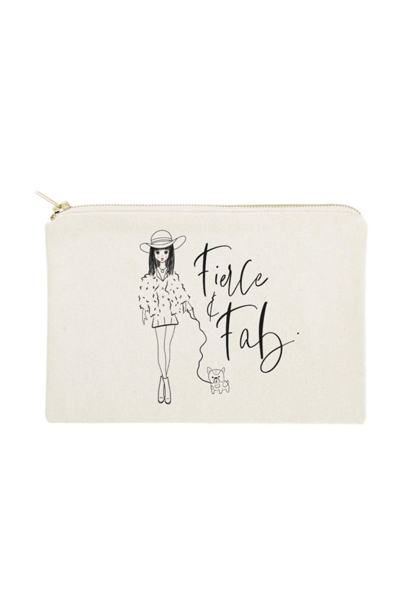 Fierce and Fab Cotton Canvas Cosmetic Bag