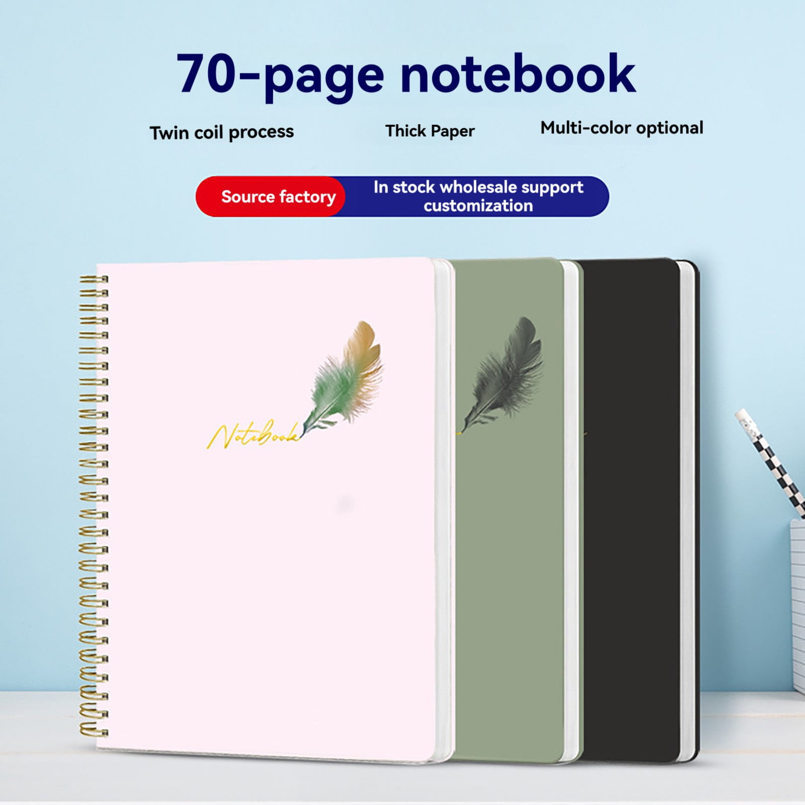 Fieroe Notebook, Notebook Black, Notebook Journal Double Coil Planner ...