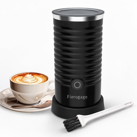 Fierogage Milk Frother and Steamer, 4-in-1 Hot & Cold Foam Maker for Latte, Cappuccino, Macchiato, Black
