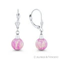 thumbnail image 1 of Fiery Angel-Skin Pink Synthetic Opal Leverback-Post Dangling Ball Earrings in 14k White Gold, 1 of 1
