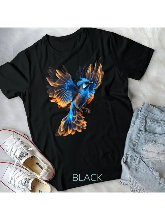 Fiery Blue Jay Graphic Tees for Men Women Boys Girls T-Shirt Unisex T-shirt