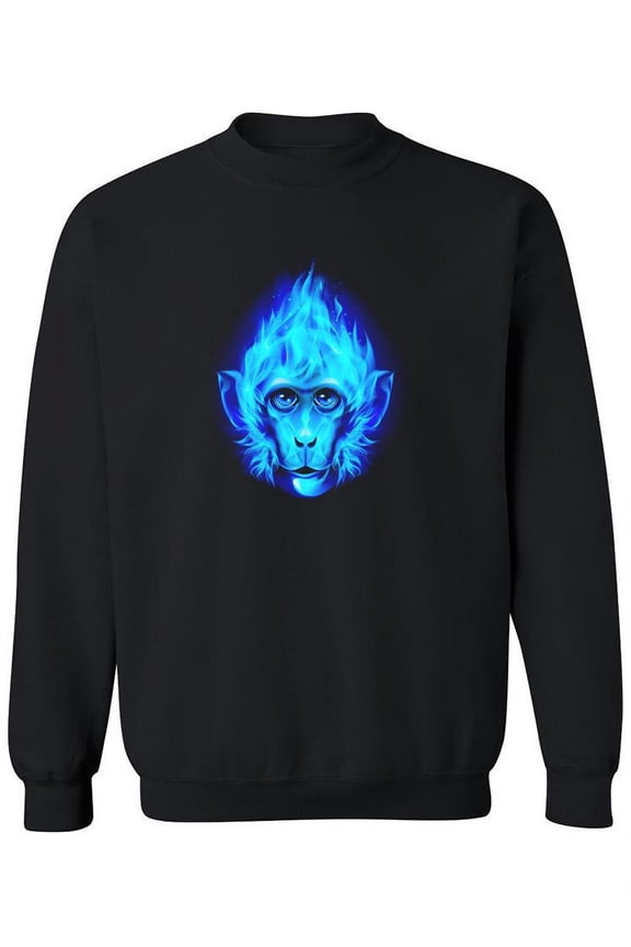 Fiery Blue Monkey Head Sweatshirt Women -Image by Shutterstock, Female Small