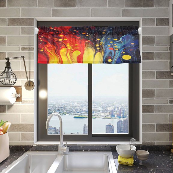 Fiery Bubbles Curtain Valances Window Treatment Rod Pocket Drape Valance 54" X 18" for Kitchen Living Room Bedroom