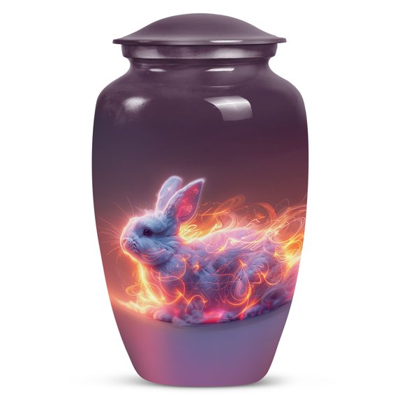 Fiery Ethereal Rabbit Large Urns For Human Ashes Adult Male - Urns For Human Ashes Adult Female With Velvet Bag - Adult Urns For Human Ashes Men - Funeral Urns For Ashes (Size -10inch)