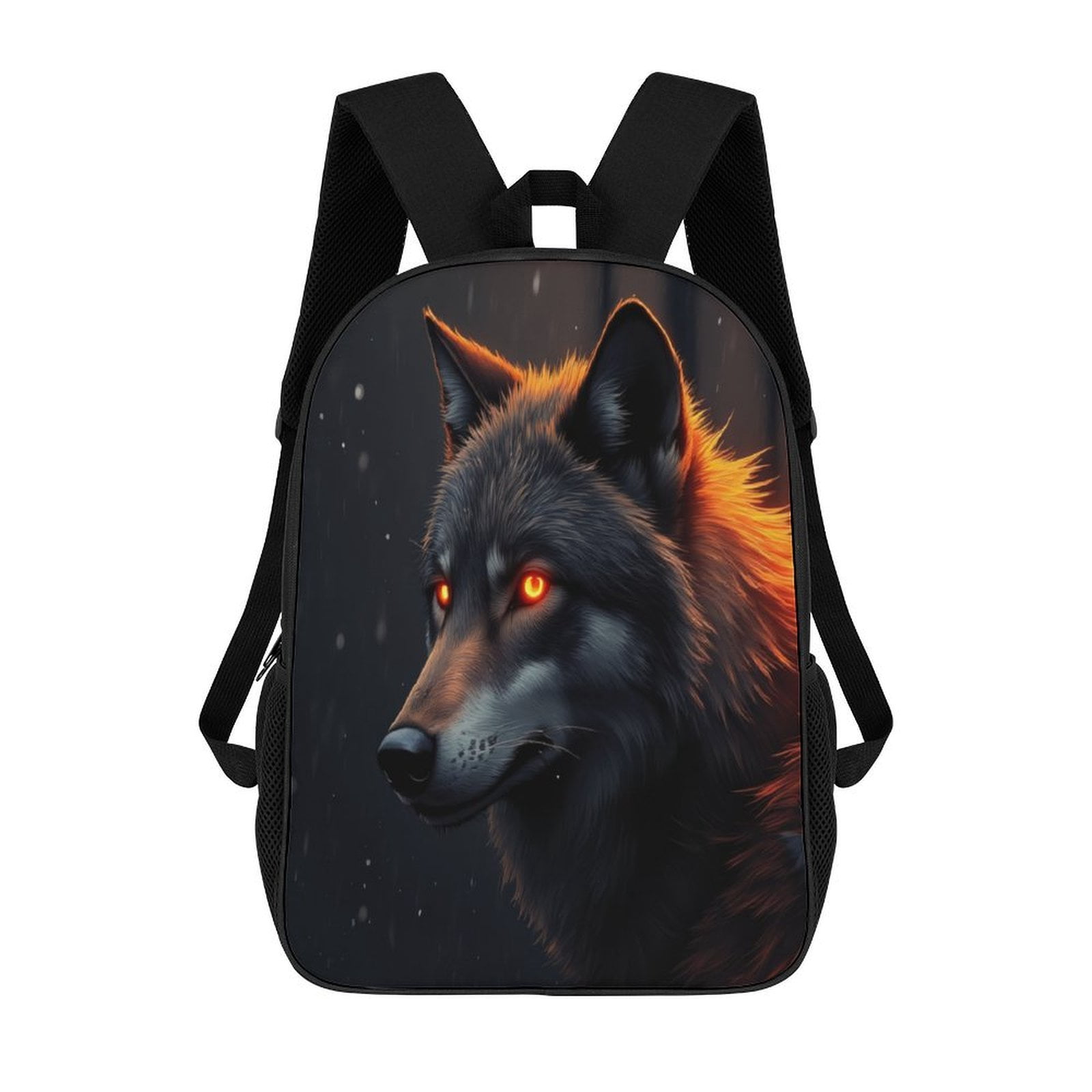 Fiery-Eyed Wolf in Snow 17in Backpack 3D Print Student Large Capacity ...