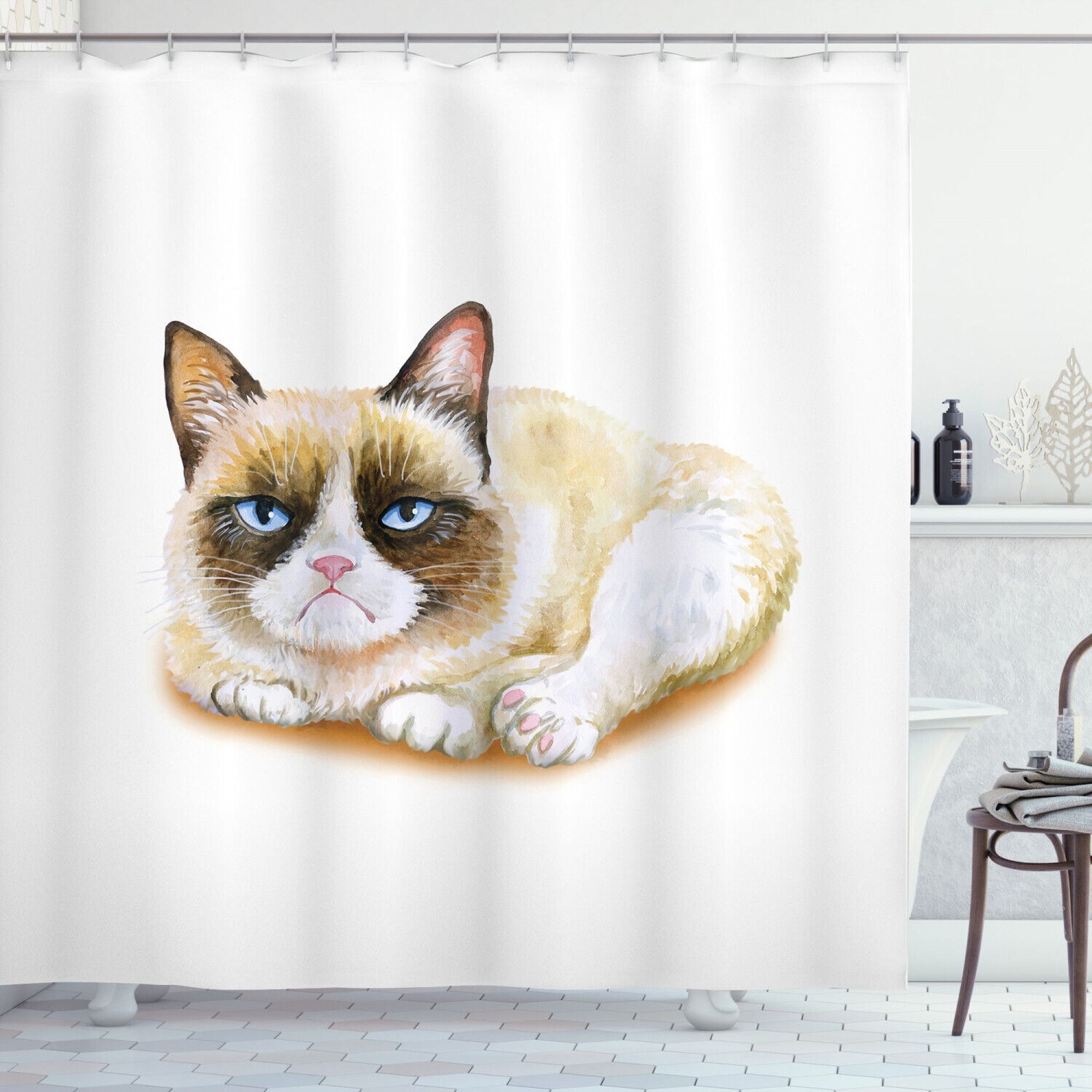 Fiery Feline Love Grumpy Angry Cat Shower Curtain for Your Bathroom