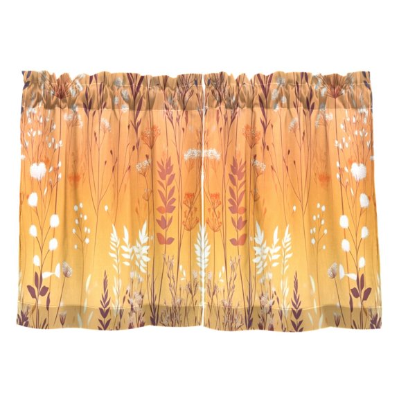 Fiery Floral Delight Kitchen Curtains Tier Set 27x36 Inch 2 Panels Semi Sheer Light Filtering Privacy UV Protection