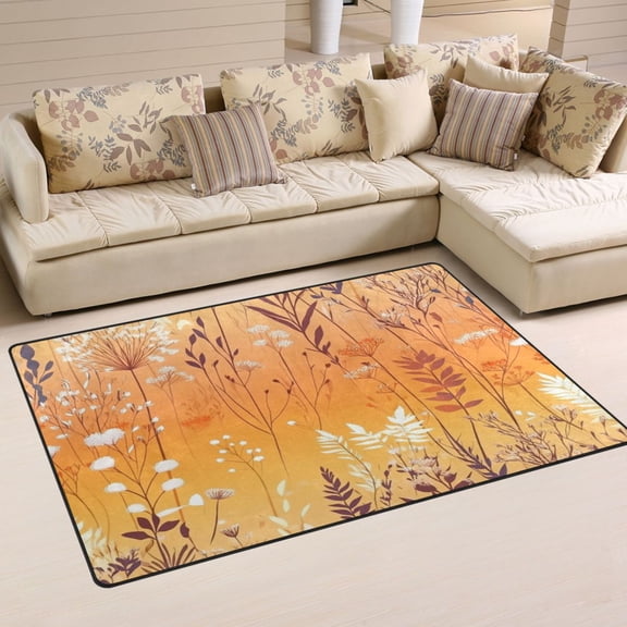 Fiery Floral Delight Soft Polyester Area Rug 31''x20'', Non Slip, Memory Foam, Water Absorbent