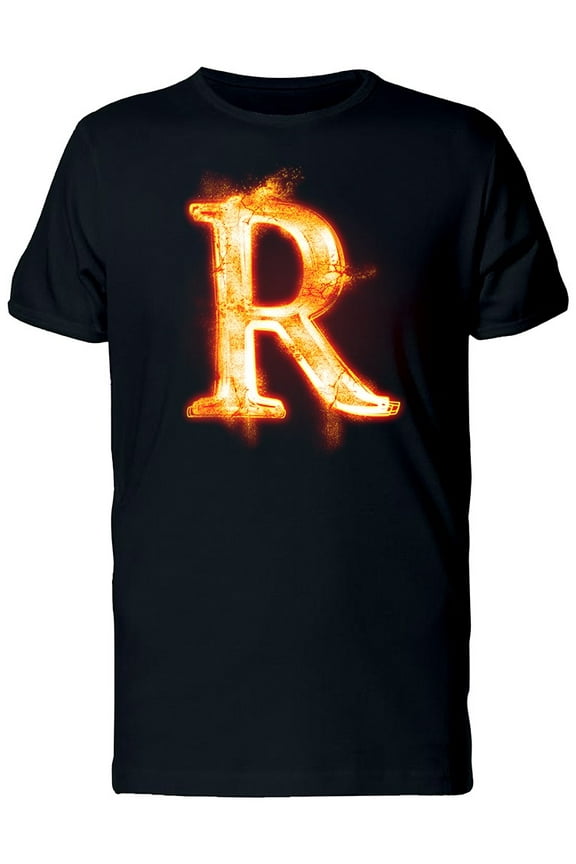 Fiery Font Letter R T-Shirt Men -Image by Shutterstock, Male XX-Large