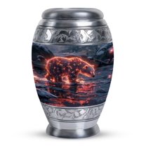 Fiery Frost Bear Urns For Human Ashes Adult Man, Cremation Urns For Burial In Ground, Engraved Urns For Human Ashes, Burial Urns For Adult Human Ashes - Cremation Urns Large, Large Urns 10 Inch