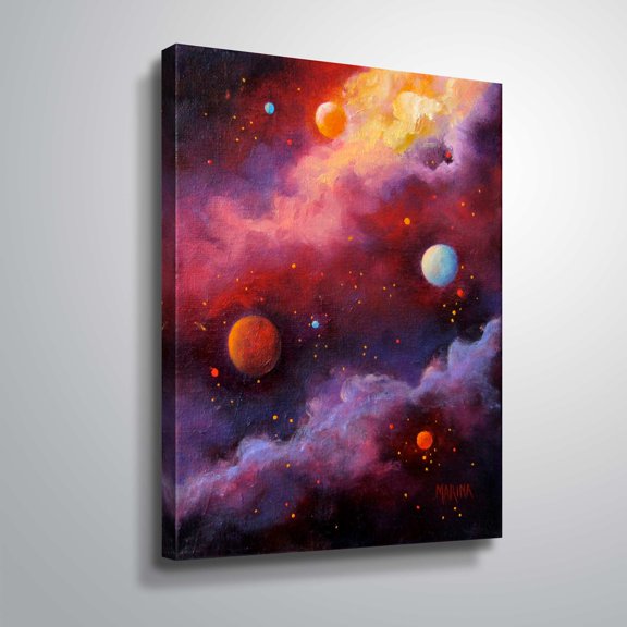 Fiery Galaxy Gallery Wrapped Canvas by Marina Petro