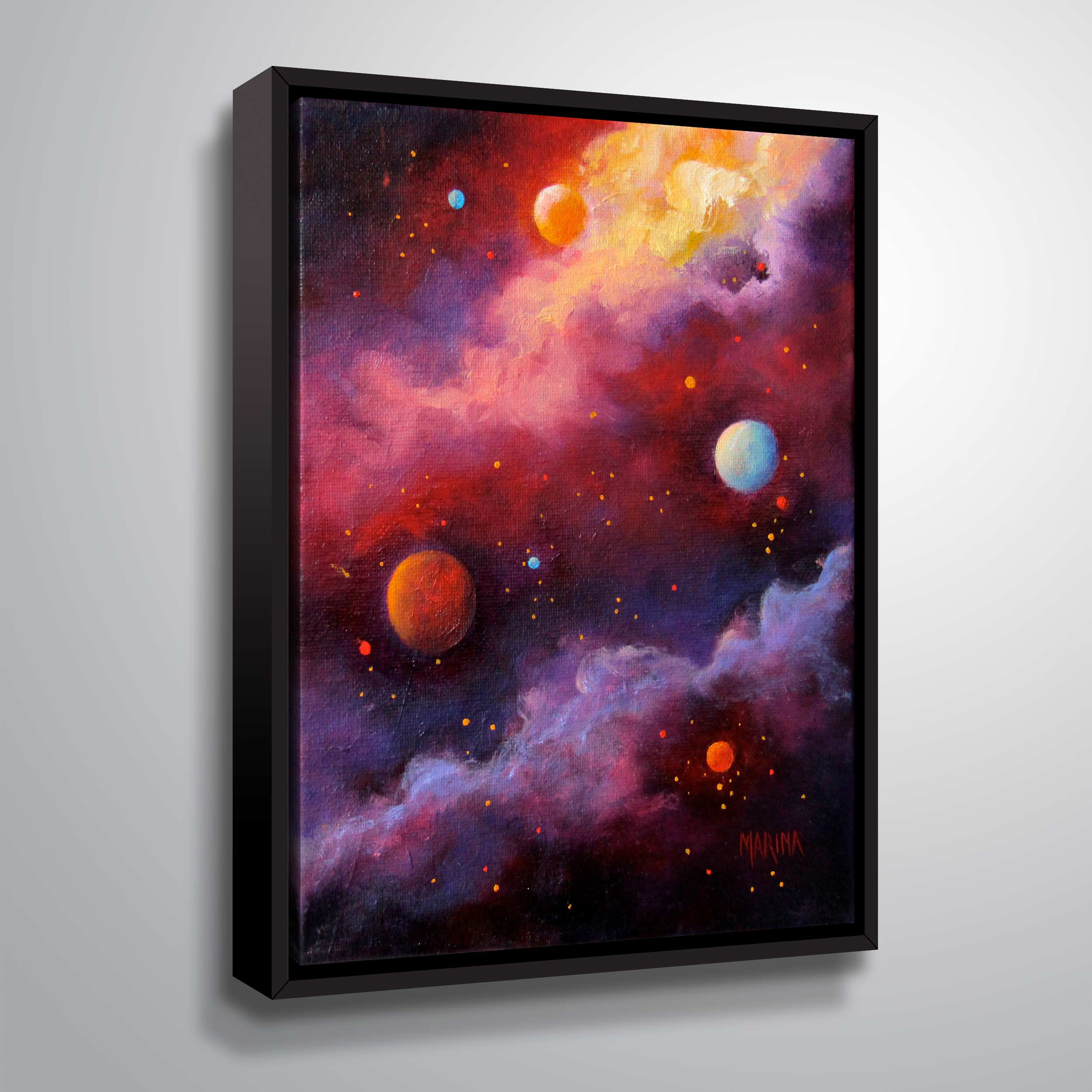 Fiery Galaxy Gallery Wrapped Floater-framed Canvas by Marina Petro