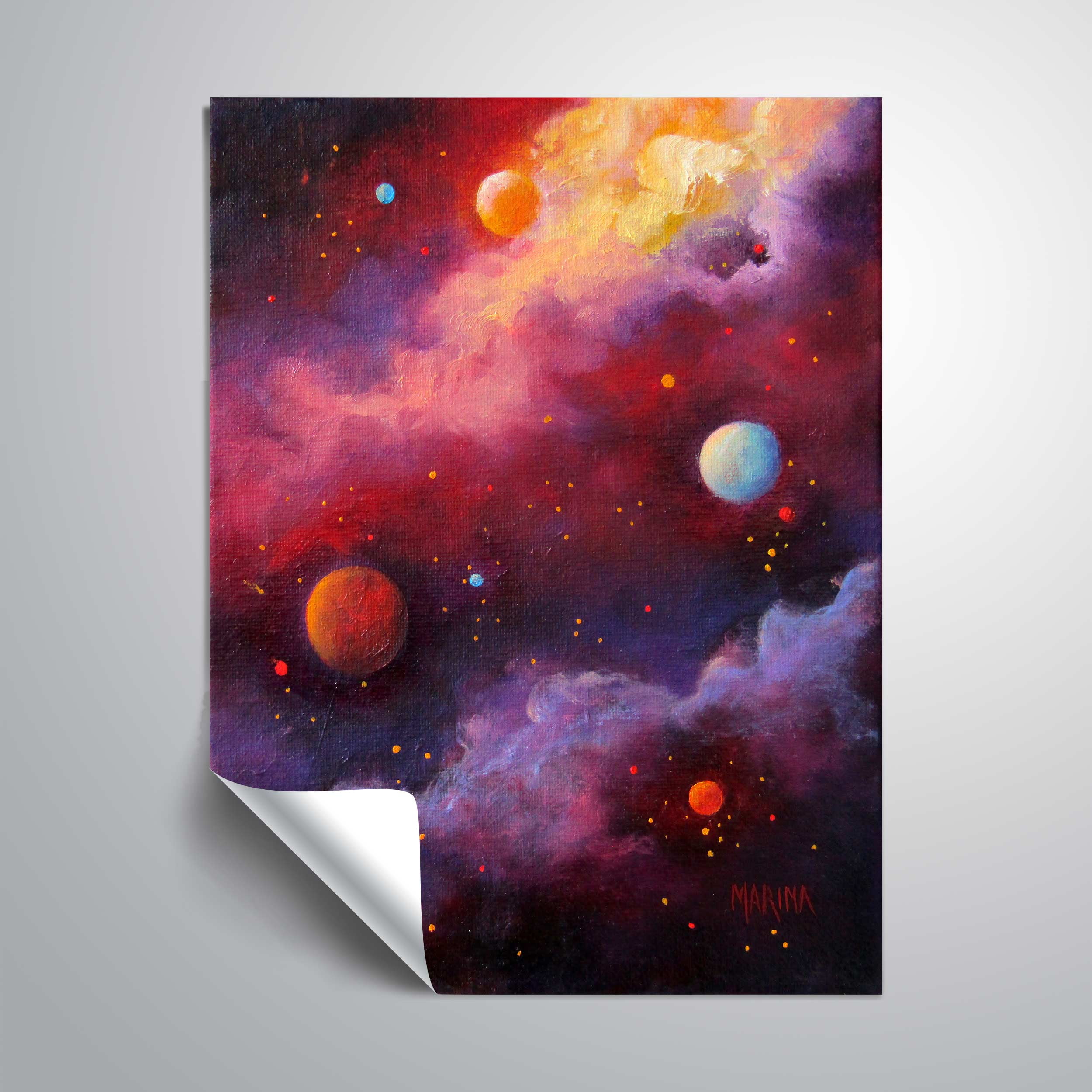 Fiery Galaxy Removable Wall Art Mural by Marina Petro