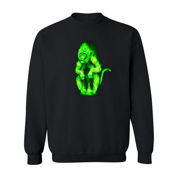 Fiery Green Monkey Design Sweatshirt Women -Image by Shutterstock, Female 5X-Large