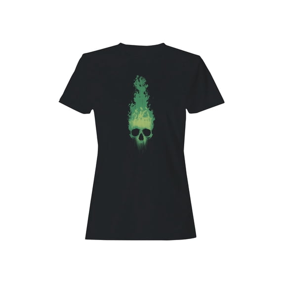 Fiery Green Skull Art Women's T-shirt