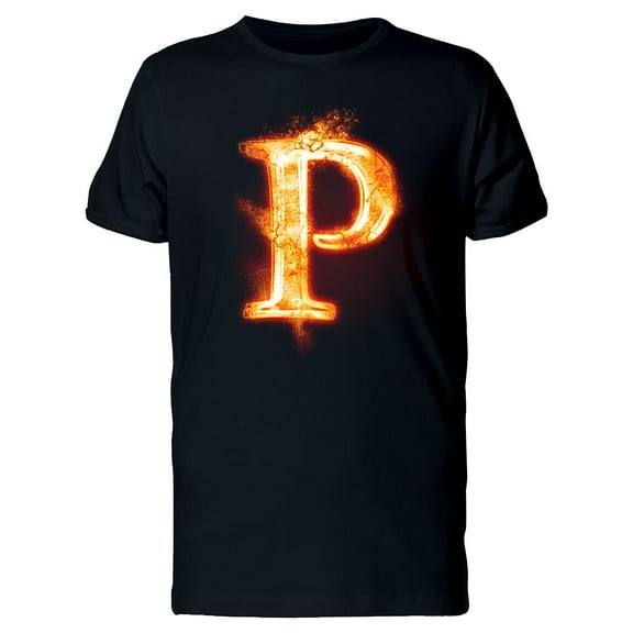 Fiery Letter P T-Shirt Men -Image by Shutterstock, Male Small