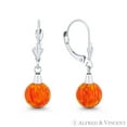 thumbnail image 1 of Fiery Orange & Red Synthetic Opal Leverback-Post Dangling Ball Earrings in 14k White Gold, 1 of 1