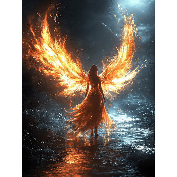 Fiery Phoenix Woman Canvas Wall Art Perfect for Living Room Bedroom Office Bathroom and Hallway Decor.
