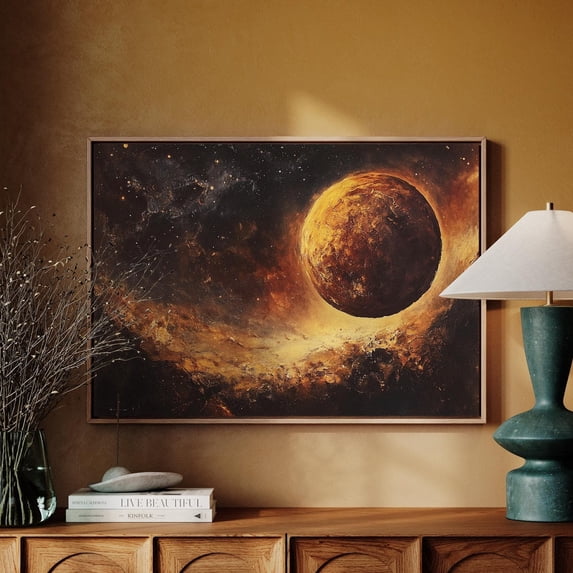 Fiery Planet Space Art Abstract Cosmic Celestial Galaxy Astronomy Bold ...