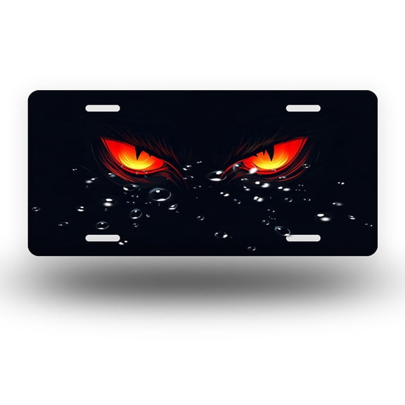 Fiery Red Eyes Front License Plate,Metal License Plate,Funny Standard Plates Personalized Novelty Decorative For Men/Women/Boys/Girls Car 6×12 Inch