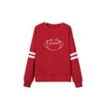 thumbnail image 1 of Fiery Red Oversized Varsity Sweatshirt with Game Day Embroidery for Women | [ZhiHiMeRi] | L, 1 of 5