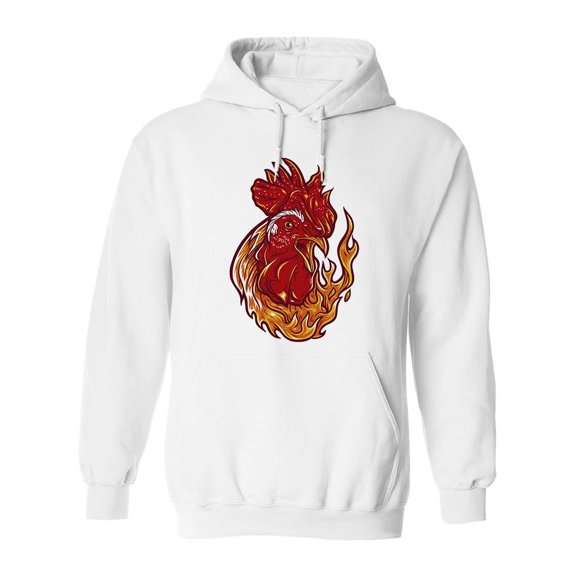 Fiery Rooster Sketch Hoodie Men -Image by Shutterstock, Male Small