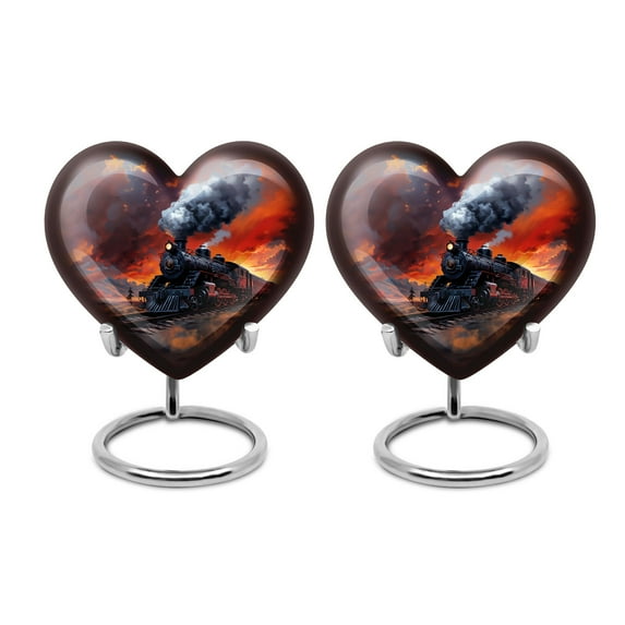 Fiery Sunset Mini Heart Urns For Human Ashes - Urns For Human Ashes Adult Female Mom - Heart Urns For Remains - Funeral Urns For Adult Ashes Men - Decorative Heart Urns For Human Ashes ( 3inch, 2pcs)