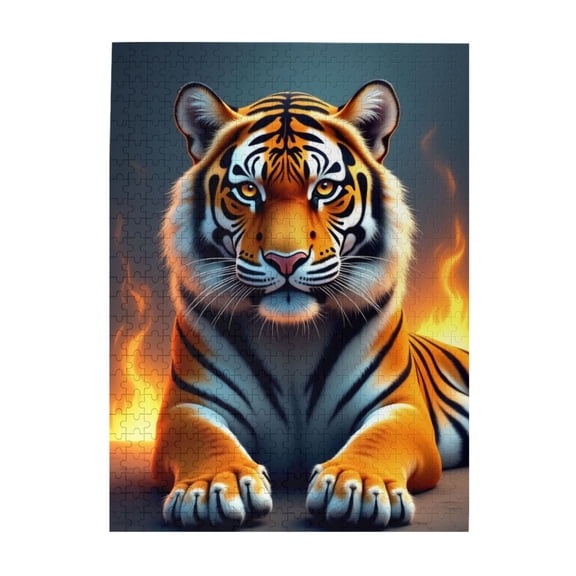 Fiery Tiger 500 Piece Adult Jigsaw Puzzle Challenging And Relaxing Brain Teaser Vibrant Artwork Great Gift Idea For Puzzle Enthusiasts